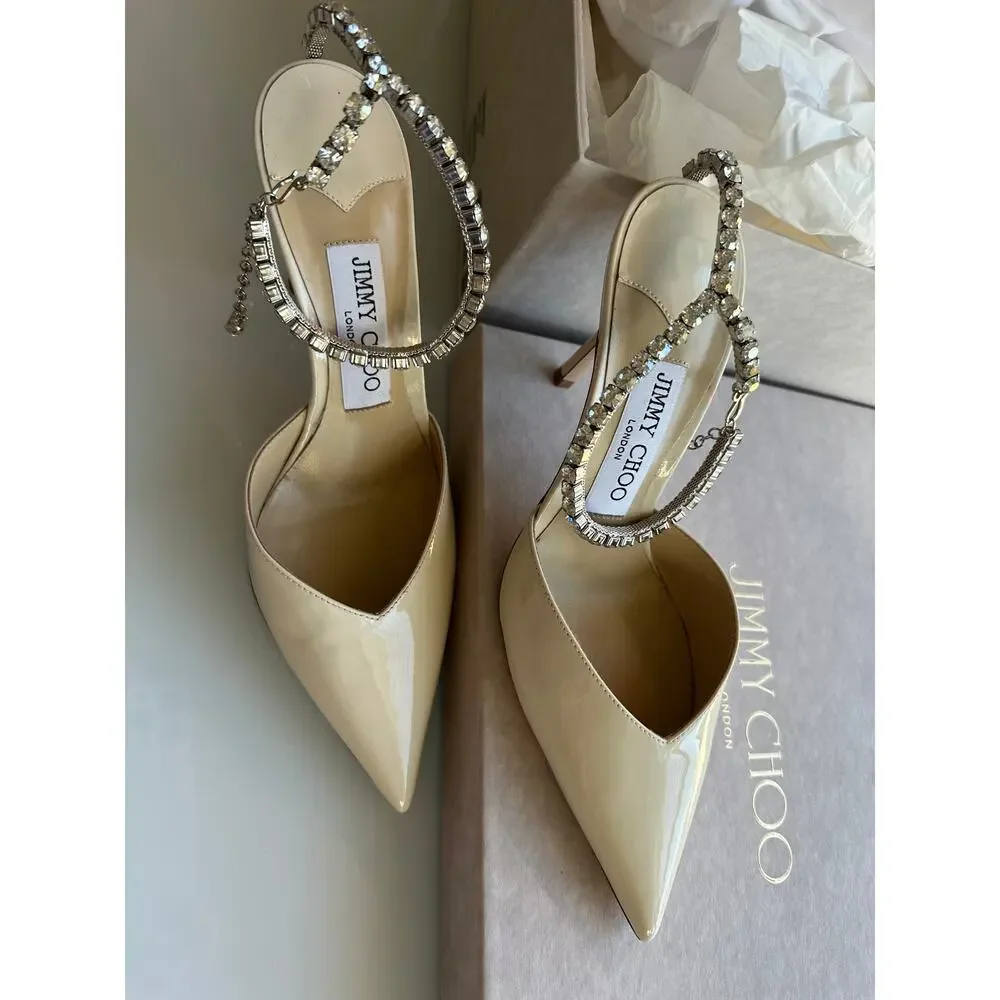 Jimmy Choo Off-White Saeda 85 with Crystal (Size IT 36)